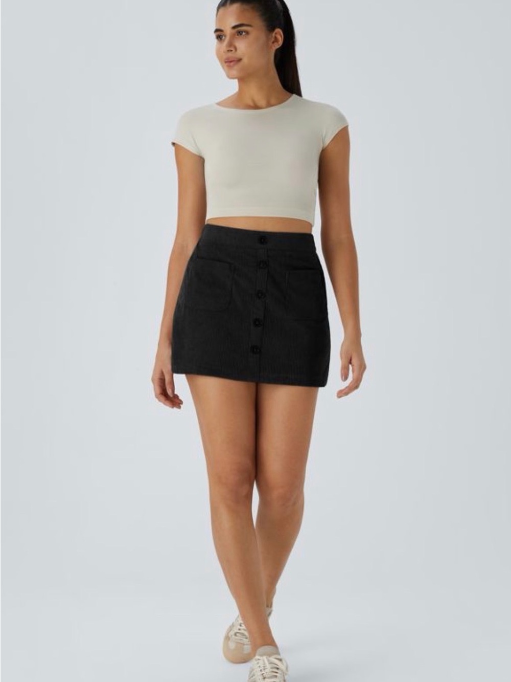 Halara High Waisted Pocket Zipper 2-in-1 Corduroy Mini Casual Skirt - Picture 7 of 8
